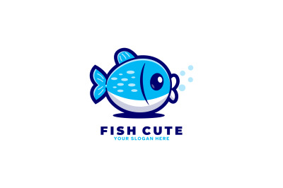 cute fish vector template logo design