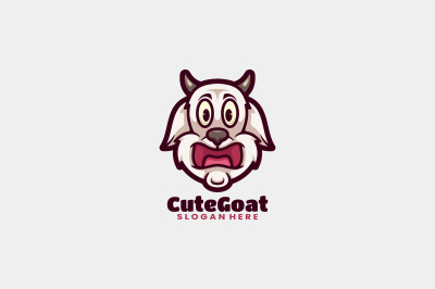 cute goat head vector template logo design