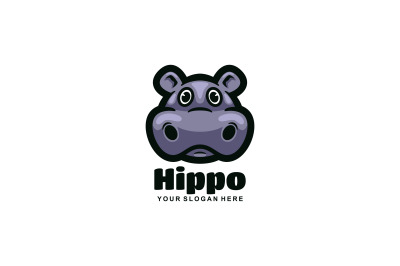 cute hippo head vector template logo design