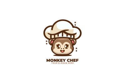 cute monkey chef vector template logo design