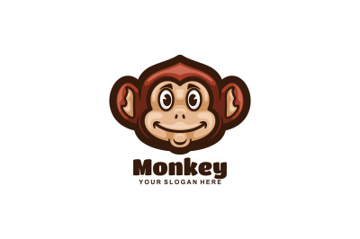 cute monkey head vector template logo design