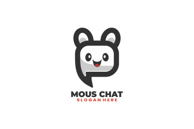 cute mouse chat message vector template logo design