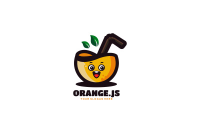 cute orange juice vector template logo design