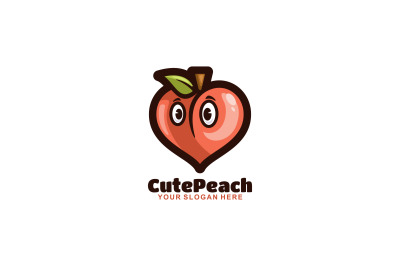 cute peach vector template logo design