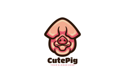 cute pig head vector template logo design