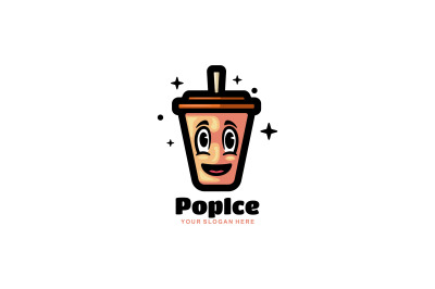 cute pop ice glass vector template logo design