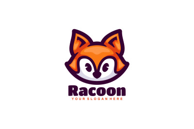 cute racoon head vector template logo design