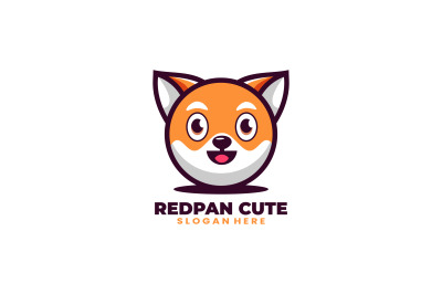 cute redpan dog vector template logo design