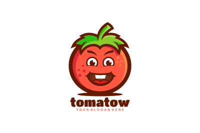 cute tomato face vector template logo design