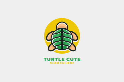 cute turtle vector template logo design