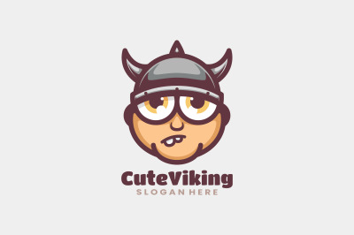 cute viking head vector template logo design