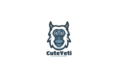 cute yeti head vector template logo design