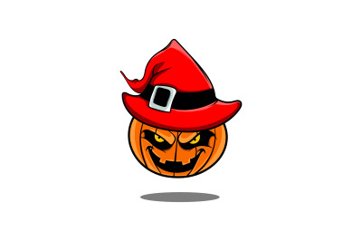 evil pumpkin magician vector template logo design