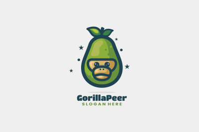 gorilla pear head vector template logo design