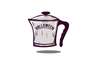 halloween tea jug vector template logo design