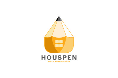 house pencil vector template logo design