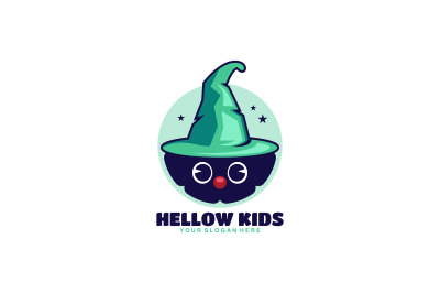 kid magician halloween vector template logo design