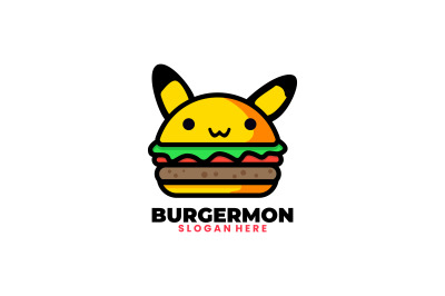 pokemon pikachu burger vector template logo design