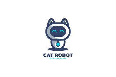 robot cat vector template logo design