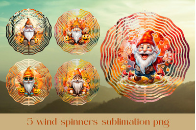 Fall gnome wind spinner sublimation Autumn wind spinner