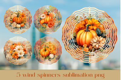 Fall pumpkin wind spinner sublimation Autumn wind spinner