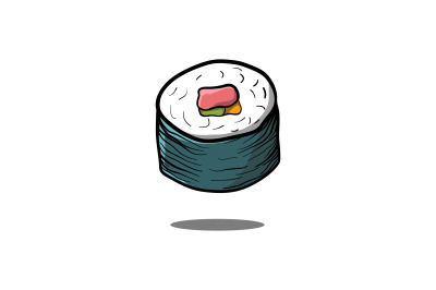 tasty sushi roll vector template logo design