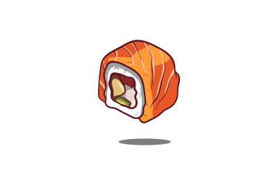 tasty sushi roll vector template logo design