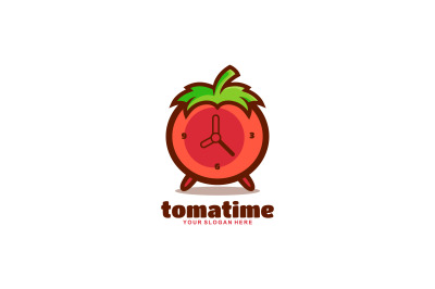 tomato time clock vector template logo design