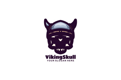 viking skull head vector template logo design