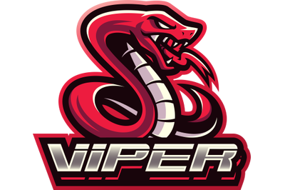 Red viper snake mascot logo design