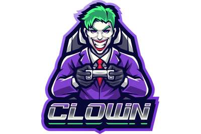 Clown gamer esport mascot logo design