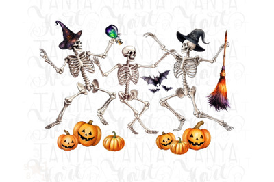 Halloween Dancing Skeletons Digital Download PNG