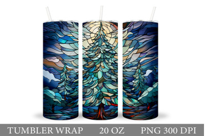 Christmas Tree Tumbler Wrap. Stained Glass Tumbler Design