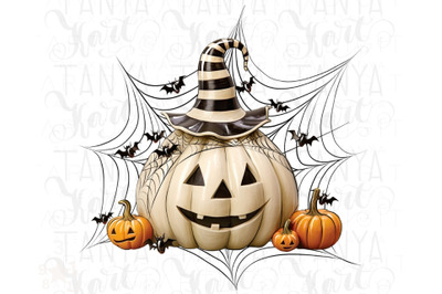 Scary Pumpkin Lantern, Fall Sublimation PNG, Jack O&#039; Lantern for T-Shi