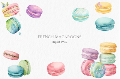 French macaroons Watercolor Clipart PNG