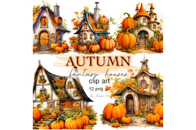 Autumn Fantasy Houses Clipart Bundle