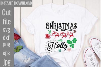 Christmas Holly SVG cut file&2C;Vintage Christmas Bundle&2C; Vintage Christm