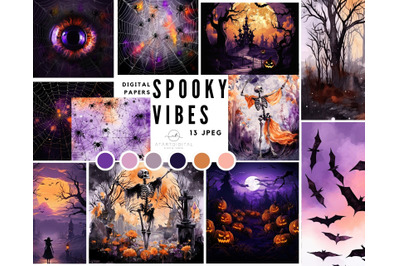 Halloween Digital Paper Pack, Witch &amp; Pumpkin Patterns