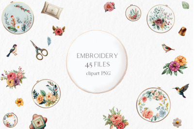 Embroidery Watercolor Clipart PNG