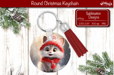 Christmas Keychain Sublimation round Christmas Baby Animals prints PNG