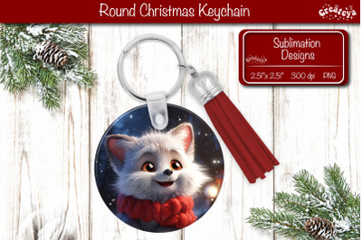 Christmas Keychain Sublimation round Christmas Baby Animals prints PNG