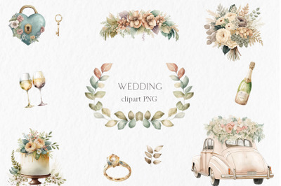 Wedding Watercolor Clipart PNG