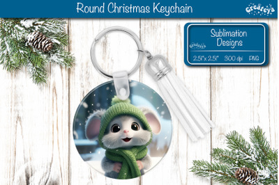 Christmas Keychain Sublimation round Christmas Baby Animals prints PNG