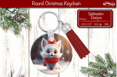 Christmas Keychain Sublimation round Christmas Baby Animals prints Cut