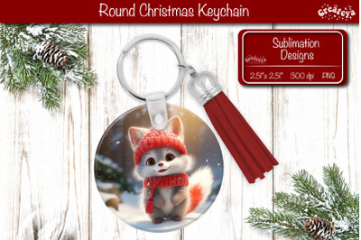 Christmas Keychain Sublimation round Christmas Baby Animals prints PNG