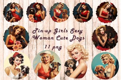 Pin-up Girls Sexy Woman Cute Dogs