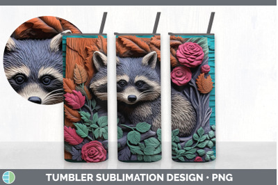 3D Raccoon Tumbler | Sublimation 20 oz Skinny Tumbler Design