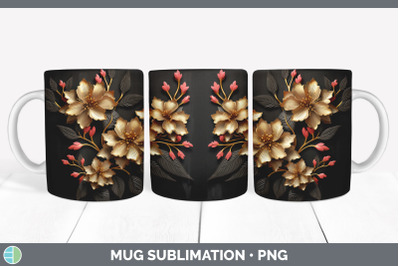 3D Elegant Azalea Flowers Mug Wrap | Sublimation Coffee Cup Design