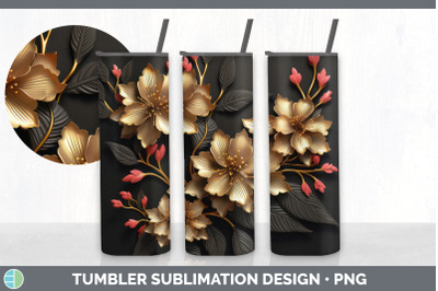 3D Elegant Azalea Flowers Tumbler | Sublimation 20 oz Skinny Tumbler D