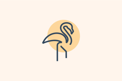 flamingo lineart vector template logo design